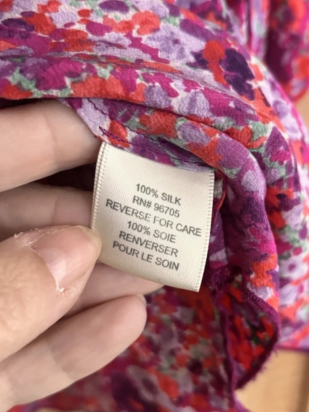 Rebecca Taylor Orange, Pink & Purple Floral V-Neck Blouse - Picture 6 of 9